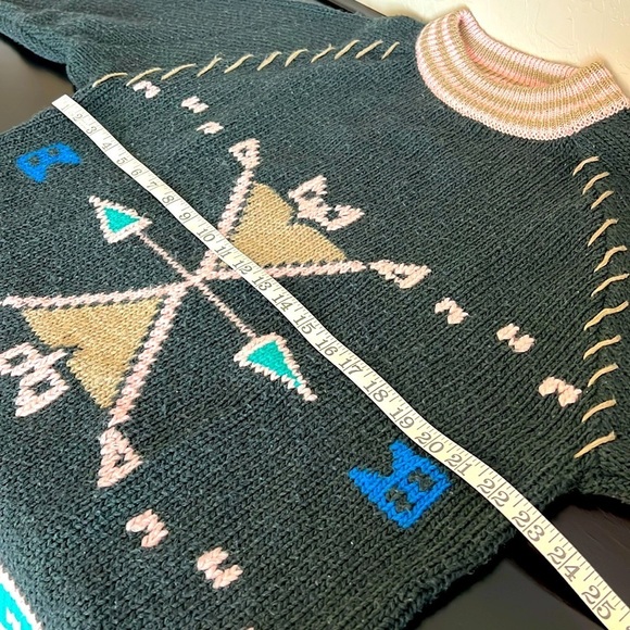 Camp Beverly Hills Canteen Vintage pullover sweater, geometric intarsia, size S - Picture 6 of 11